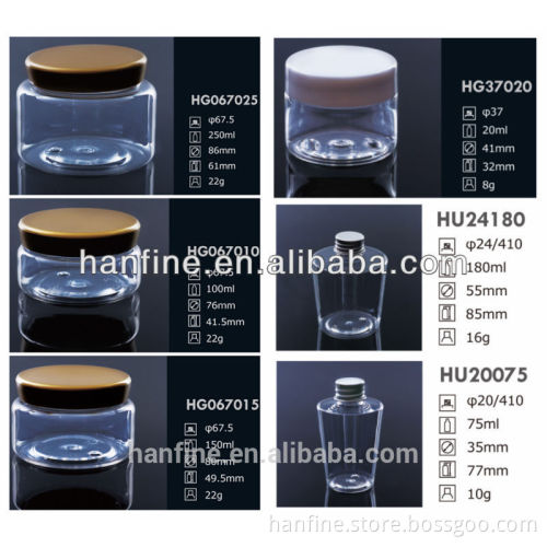 Han hui brand PET seal jar for food or mask/clear jar/20g-700g/PET jar